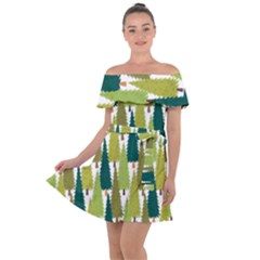 Pine Trees   Off Shoulder Velour Dress by ConteMonfrey