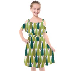 Pine Trees   Kids  Cut Out Shoulders Chiffon Dress by ConteMonfrey