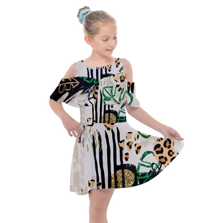 Modern Jungle Kids  Shoulder Cutout Chiffon Dress