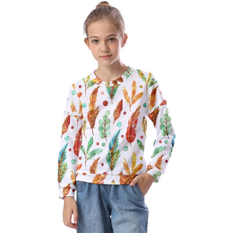 Watercolor Nature Glimpse  Kids  Long Sleeve Tee With Frill  by ConteMonfrey