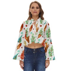 Watercolor Nature Glimpse  Boho Long Bell Sleeve Top by ConteMonfrey