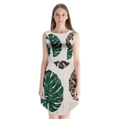 Colorful Monstera  Sleeveless Chiffon Dress   by ConteMonfrey