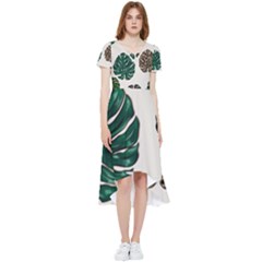 Colorful Monstera  High Low Boho Dress