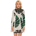 Colorful Monstera  Long Sleeve Velour Longline Dress View1