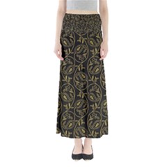 Classy Golden Leaves   Full Length Maxi Skirt