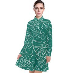 Tropical Monstera  Long Sleeve Chiffon Shirt Dress by ConteMonfrey