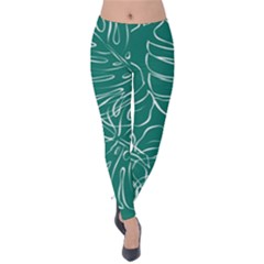 Tropical Monstera  Velvet Leggings by ConteMonfrey