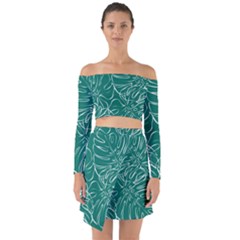 Tropical Monstera  Off Shoulder Top With Skirt Set by ConteMonfrey