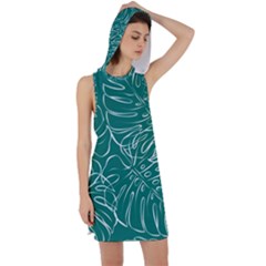 Tropical Monstera  Racer Back Hoodie Dress by ConteMonfrey
