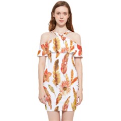 Hot Colors Nature Glimpse Shoulder Frill Bodycon Summer Dress by ConteMonfrey