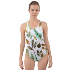 Leaves And Feathers - Nature Glimpse Cut-out Back One Piece Swimsuit by ConteMonfrey