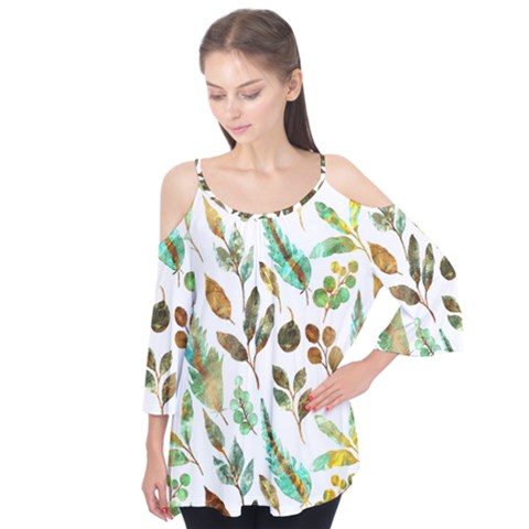 Leaves And Feathers - Nature Glimpse Flutter Tees by ConteMonfrey