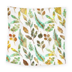 Leaves And Feathers - Nature Glimpse Square Tapestry (large) by ConteMonfrey