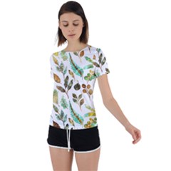 Leaves And Feathers - Nature Glimpse Back Circle Cutout Sports Tee by ConteMonfrey