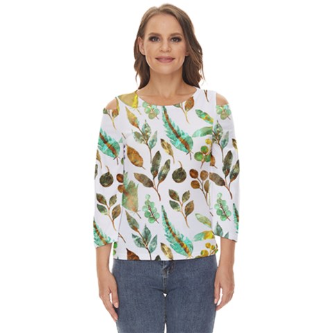 Leaves And Feathers - Nature Glimpse Cut Out Wide Sleeve Top by ConteMonfrey