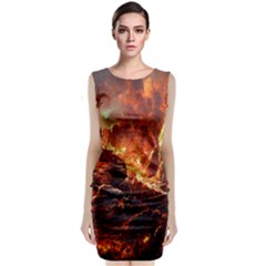 Vulcanic Landscape Vulcano Nature Sleeveless Velvet Midi Dress by Wegoenart