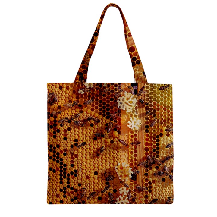 Insect Macro Honey Bee Animal Zipper Grocery Tote Bag