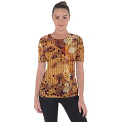 Insect Macro Honey Bee Animal Shoulder Cut Out Short Sleeve Top