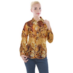 Insect Macro Honey Bee Animal Women s Long Sleeve Pocket Shirt