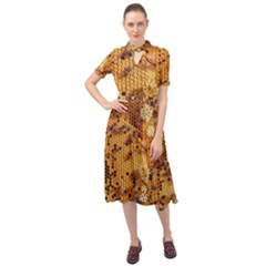 Insect Macro Honey Bee Animal Keyhole Neckline Chiffon Dress