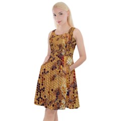 Insect Macro Honey Bee Animal Knee Length Skater Dress With Pockets