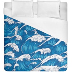 Storm Waves Seamless Pattern Raging Ocean Water Sea Wave Vintage Japanese Storms Print Illustration Duvet Cover (king Size)