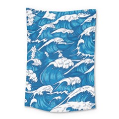 Storm Waves Seamless Pattern Raging Ocean Water Sea Wave Vintage Japanese Storms Print Illustration Small Tapestry