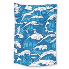 Storm Waves Seamless Pattern Raging Ocean Water Sea Wave Vintage Japanese Storms Print Illustration Large Tapestry