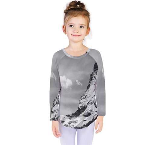 Matterhorn Switzerland Mountain Nature Kids  Long Sleeve Tee by Wegoenart