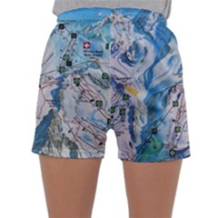 Map Zermatt The Alps Matterhorn Switzerland Mountain Nature Sleepwear Shorts by Wegoenart