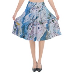 Map Zermatt The Alps Matterhorn Switzerland Mountain Nature Flared Midi Skirt by Wegoenart