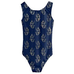 Gold Mermaids Silhouettes Kids  Cut-out Back One Piece Swimsuit by ConteMonfrey