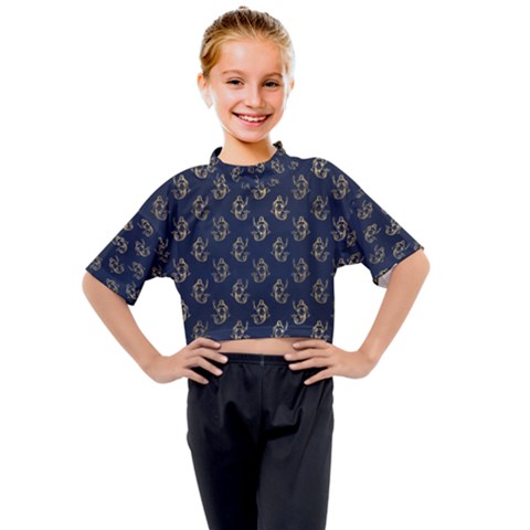 Gold Mermaids Silhouettes Kids Mock Neck Tee by ConteMonfrey