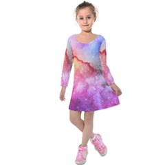Unicorn Clouds Kids  Long Sleeve Velvet Dress by ConteMonfrey