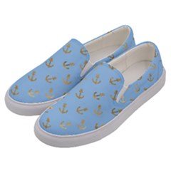 Gold Anchors Long Live   Men s Canvas Slip Ons by ConteMonfrey