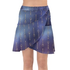 Trident On Blue Ocean  Wrap Front Skirt by ConteMonfrey