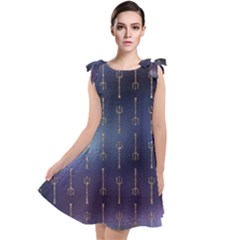 Trident On Blue Ocean  Tie Up Tunic Dress by ConteMonfrey