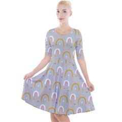 Rainbow Pattern Quarter Sleeve A-line Dress by ConteMonfrey