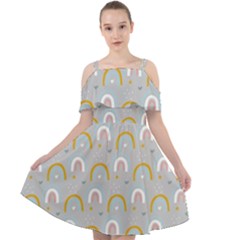 Rainbow Pattern Cut Out Shoulders Chiffon Dress by ConteMonfrey