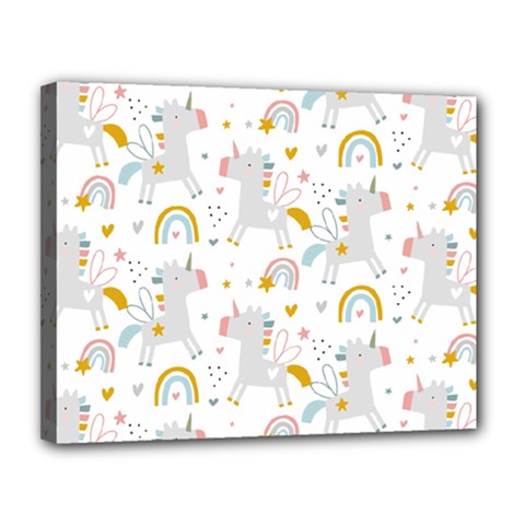Unicorns Rainbow Canvas 14  X 11  (stretched) by ConteMonfrey