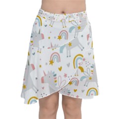 Unicorns rainbow Chiffon Wrap Front Skirt