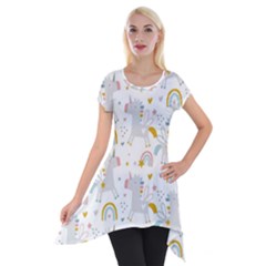 Unicorns rainbow Short Sleeve Side Drop Tunic