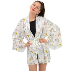 Unicorns rainbow Long Sleeve Kimono