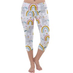 Unicorns, Hearts And Rainbows Capri Yoga Leggings by ConteMonfrey