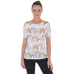 Unicorns, Hearts And Rainbows Shoulder Cut Out Short Sleeve Top by ConteMonfrey