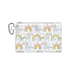 Unicorns, Hearts And Rainbows Canvas Cosmetic Bag (small) by ConteMonfrey
