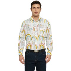 Unicorns, Hearts And Rainbows Men s Long Sleeve Pocket Shirt  by ConteMonfrey