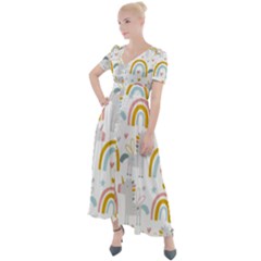 Unicorns, Hearts And Rainbows Button Up Short Sleeve Maxi Dress by ConteMonfrey