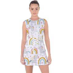 Unicorns, Hearts And Rainbows Lace Up Front Bodycon Dress by ConteMonfrey