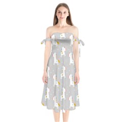 Cute Unicorns Shoulder Tie Bardot Midi Dress by ConteMonfrey